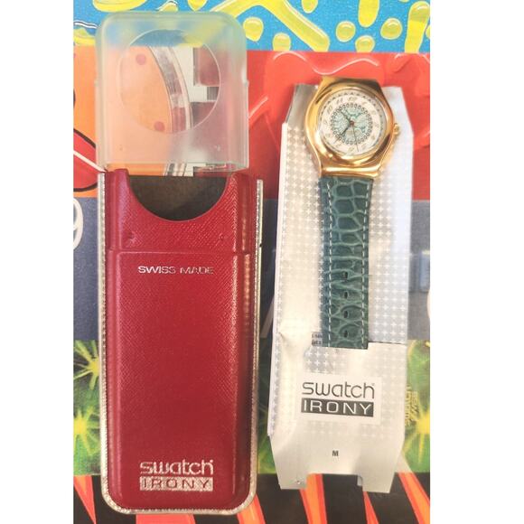 Swatch watch SLEEPING BEAUTY YLG101 1995 Irony Medium Gold plated new old stock - Picture 2 of 9